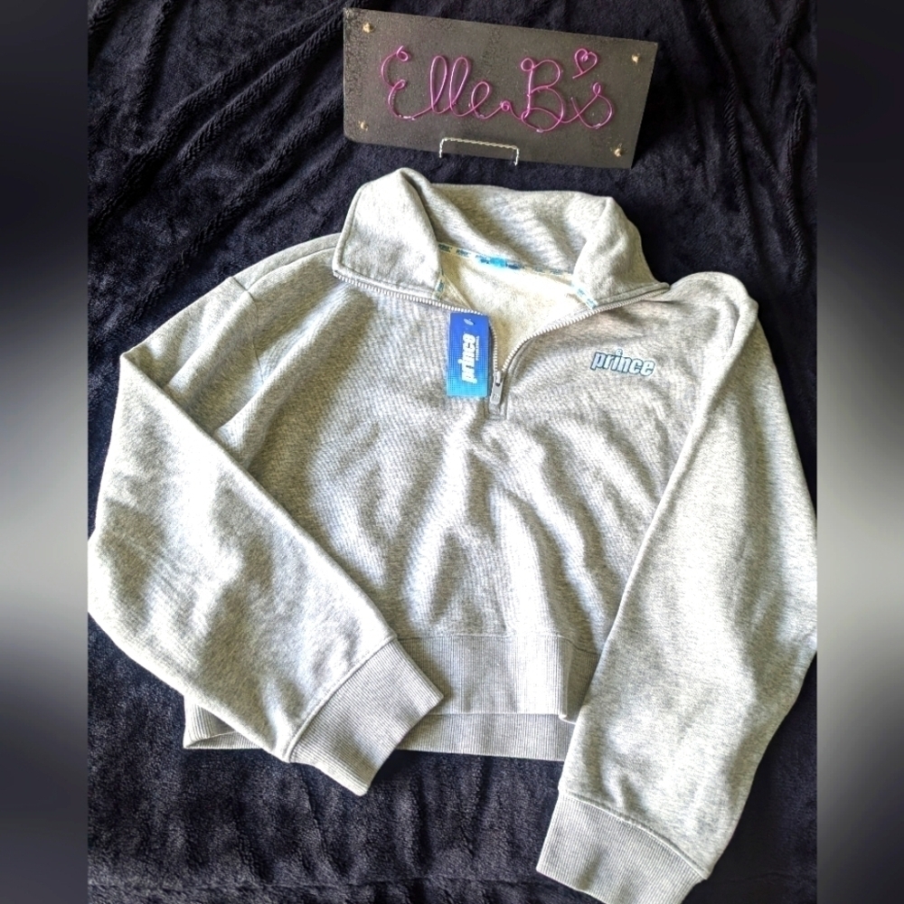 NWT Prince Pickleball Gray 1/4 Zip Crop XL